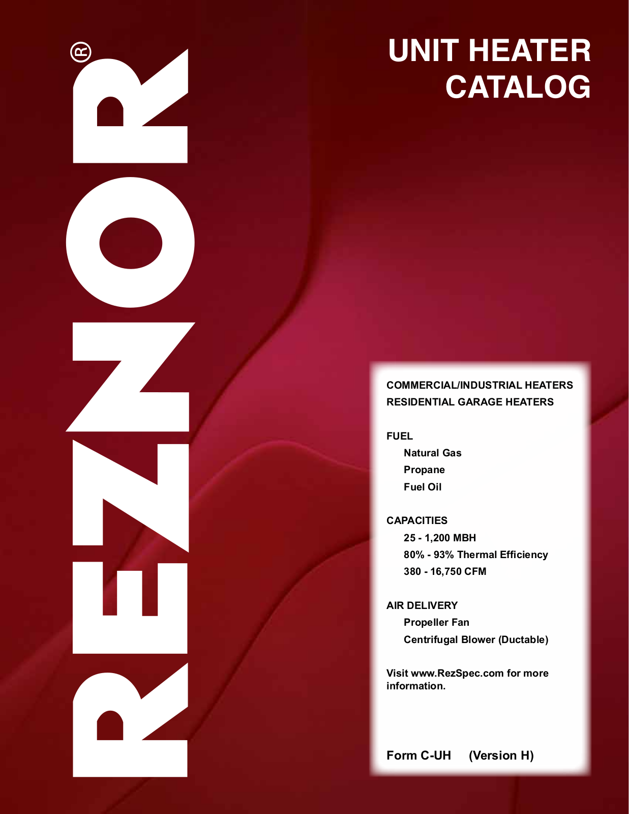 Reznor UDAP100 Instruction Manual