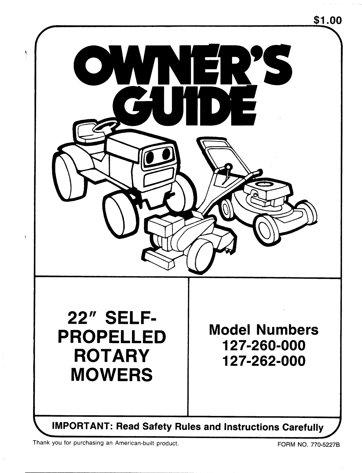 MTD 127-260-000, 127-262-000 User Manual