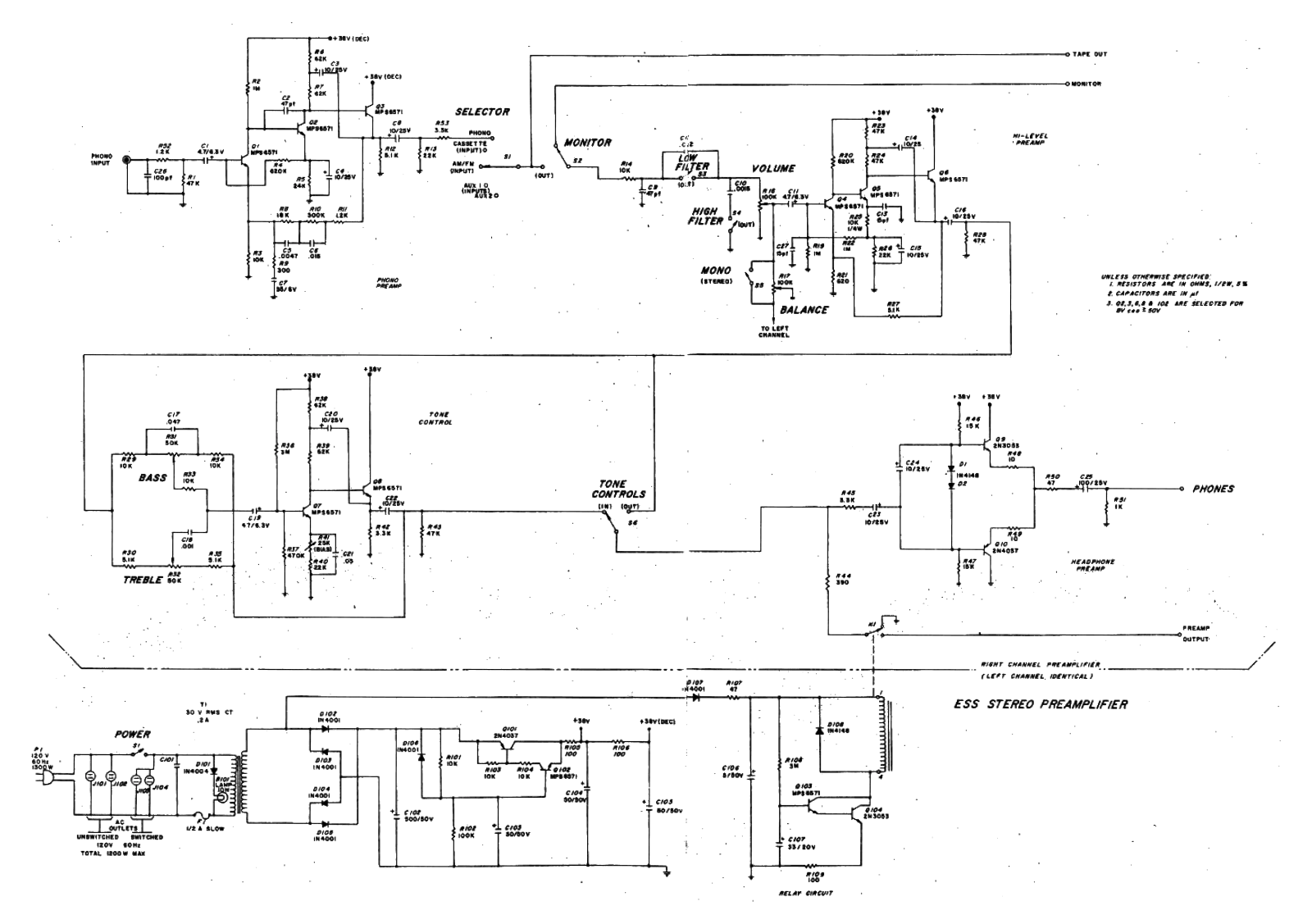 ESS Stereo Preamplifier Schematics