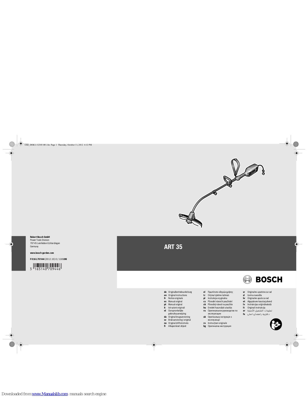 Bosch ART 35 Original Instructions Manual