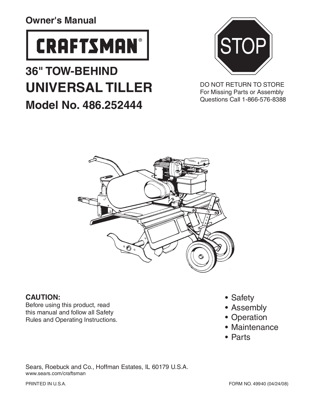 Craftsman 486.252444 User Manual