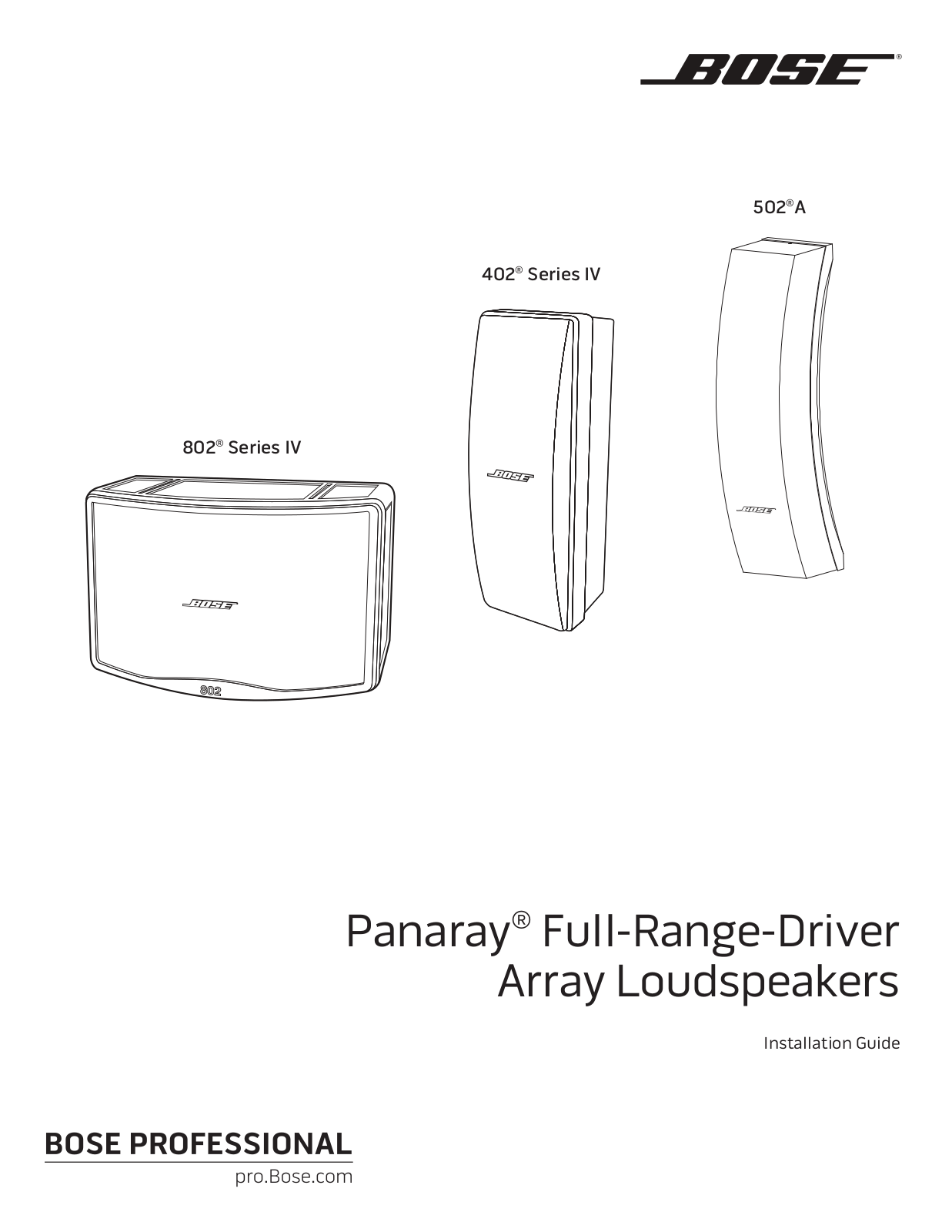 Bose Panaray 402 IV, Panaray 802 IV, Panaray 502 A Installation Manual