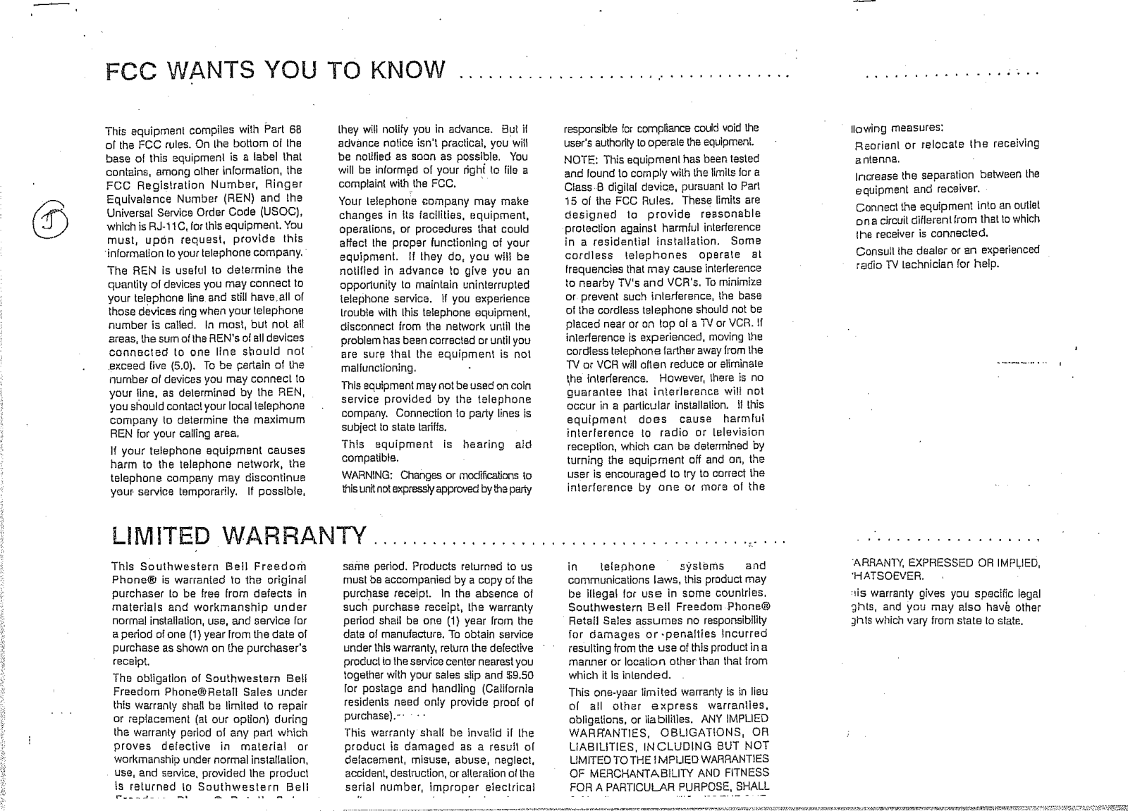 Continental Conair FF905ATB FCC Information