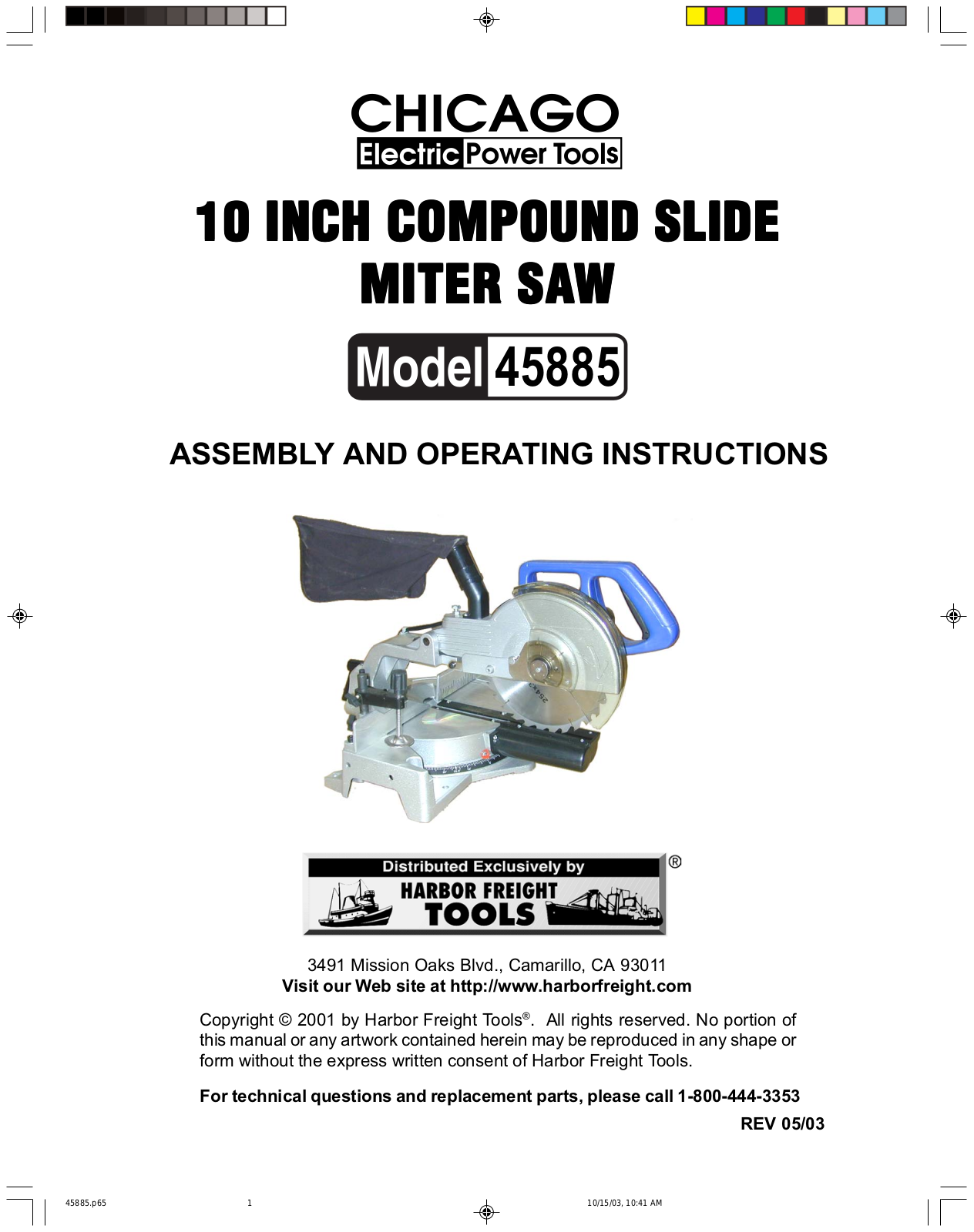 Harbor Freight Tools 45885 User Manual