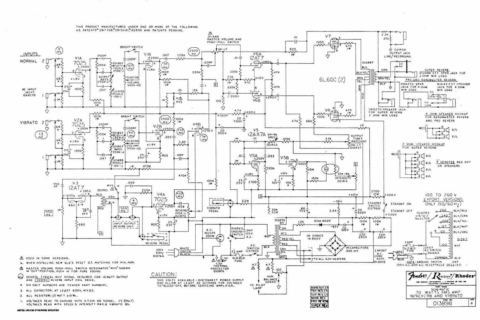 Fender ultralinear rev schematic