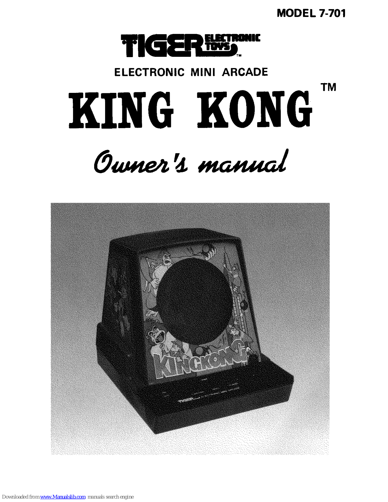 Tiger Electronic Toys King Kong 7-701 Owner's Manual