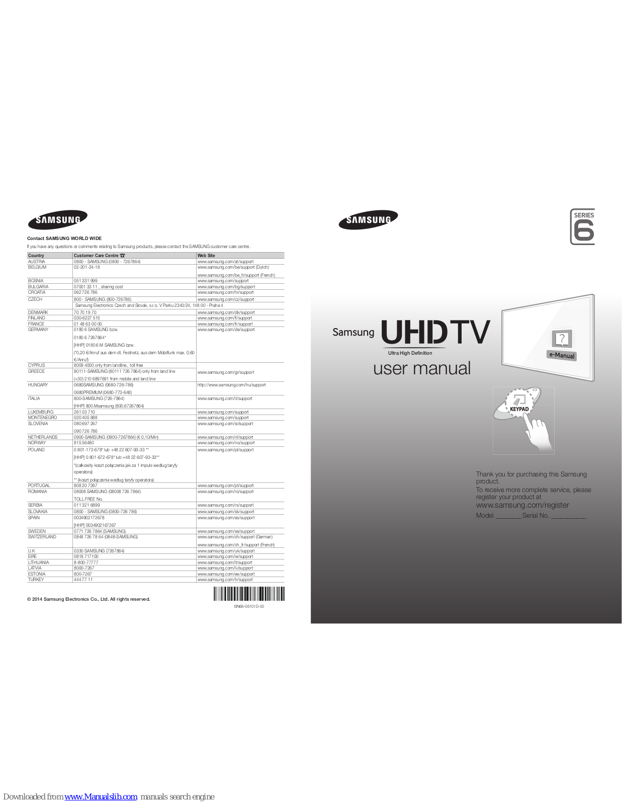 Samsung UE40HU6900, UE55HU6900, UE50HU6900 User Manual