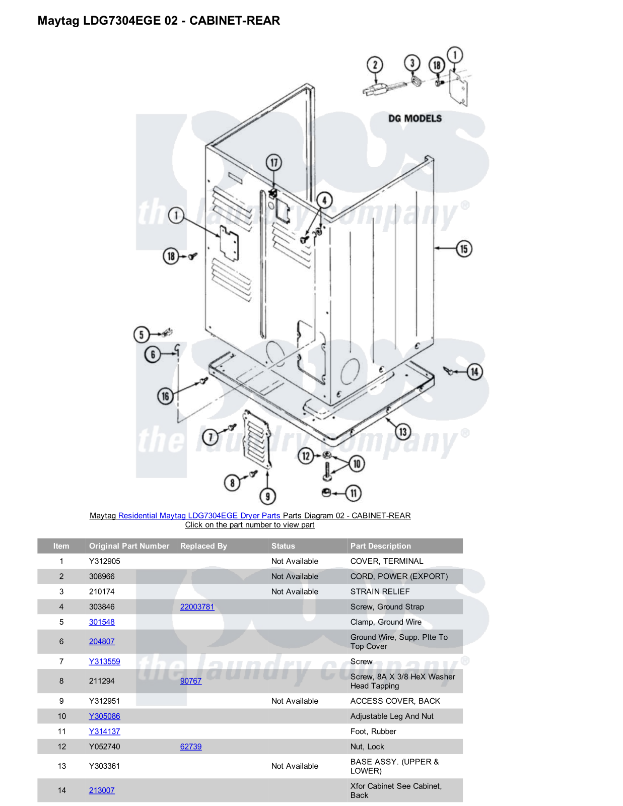 Maytag LDG7304EGE Parts Diagram