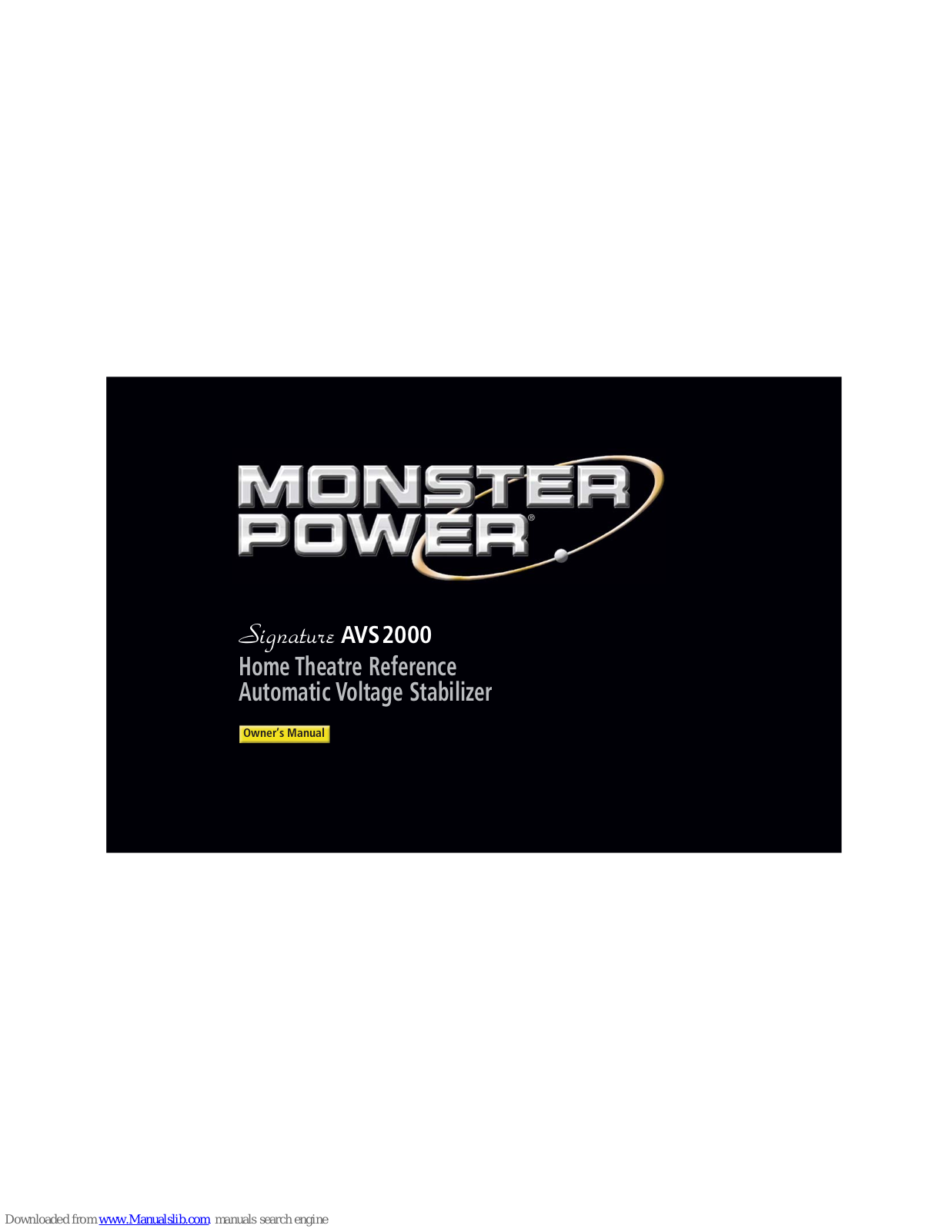 Monster Power Signature AVS 2000 Owner's Manual