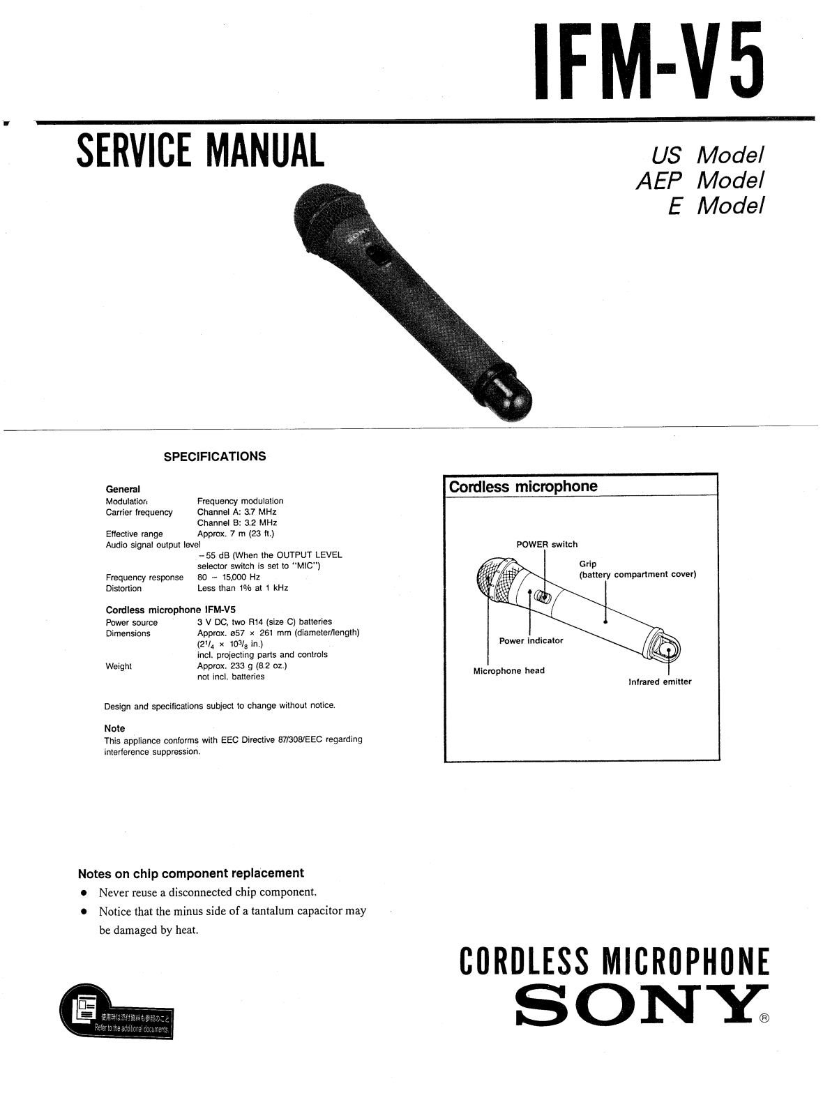Sony IFMV-5 Service manual