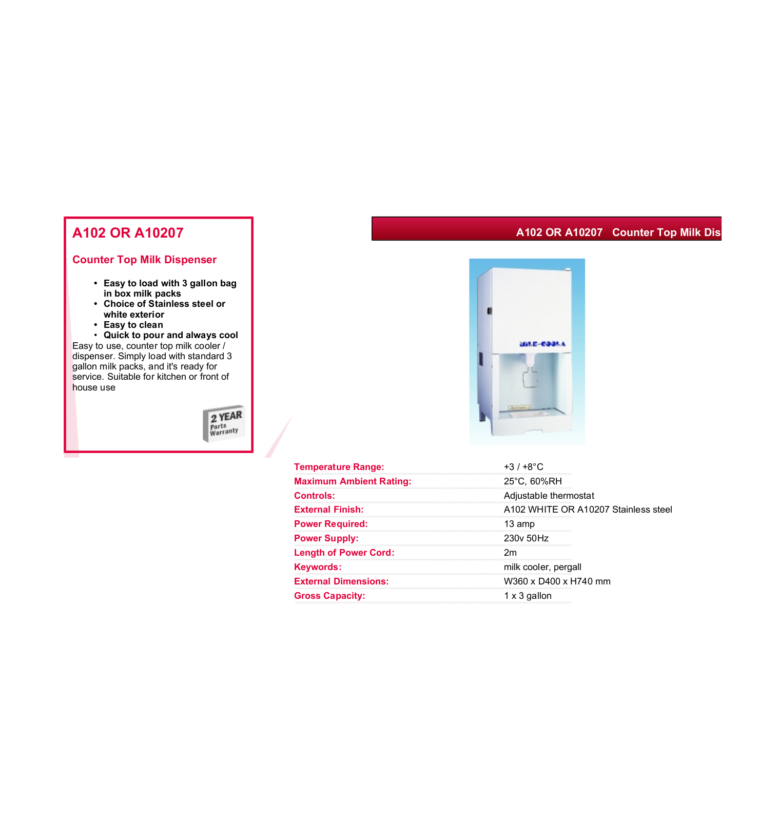 Valera A10207, A102 DATASHEET