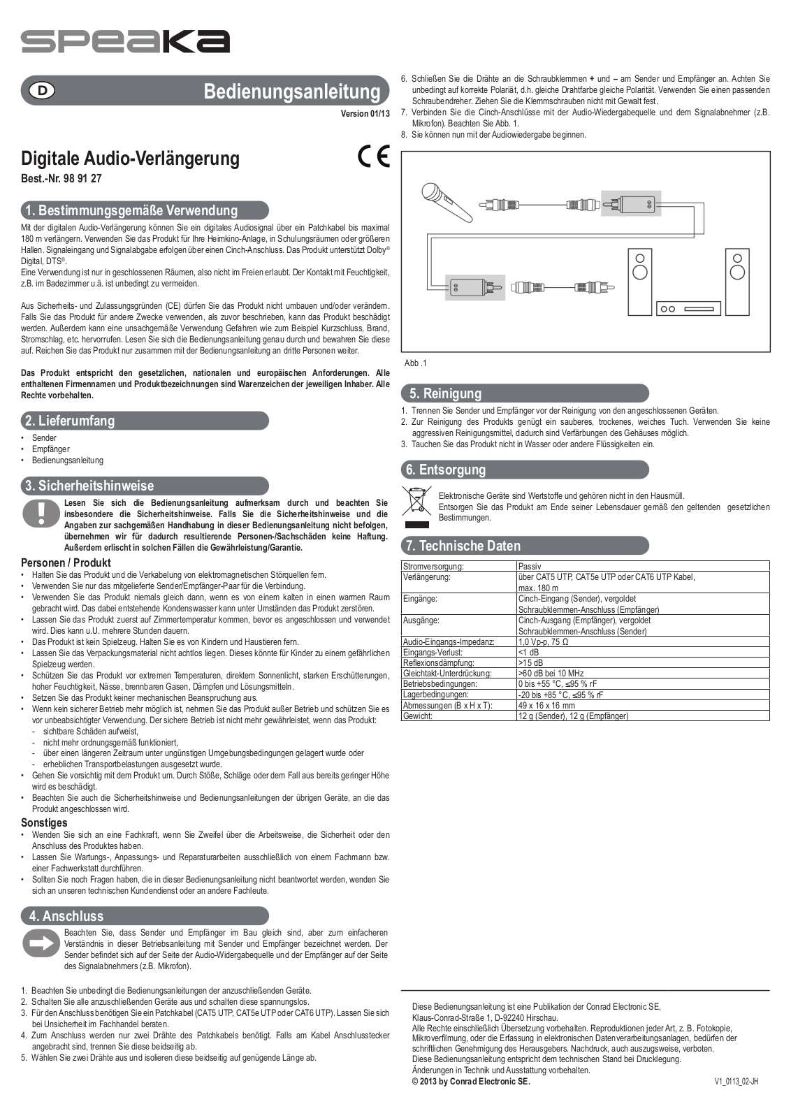 SpeaKa Professional 98 91 27 User guide