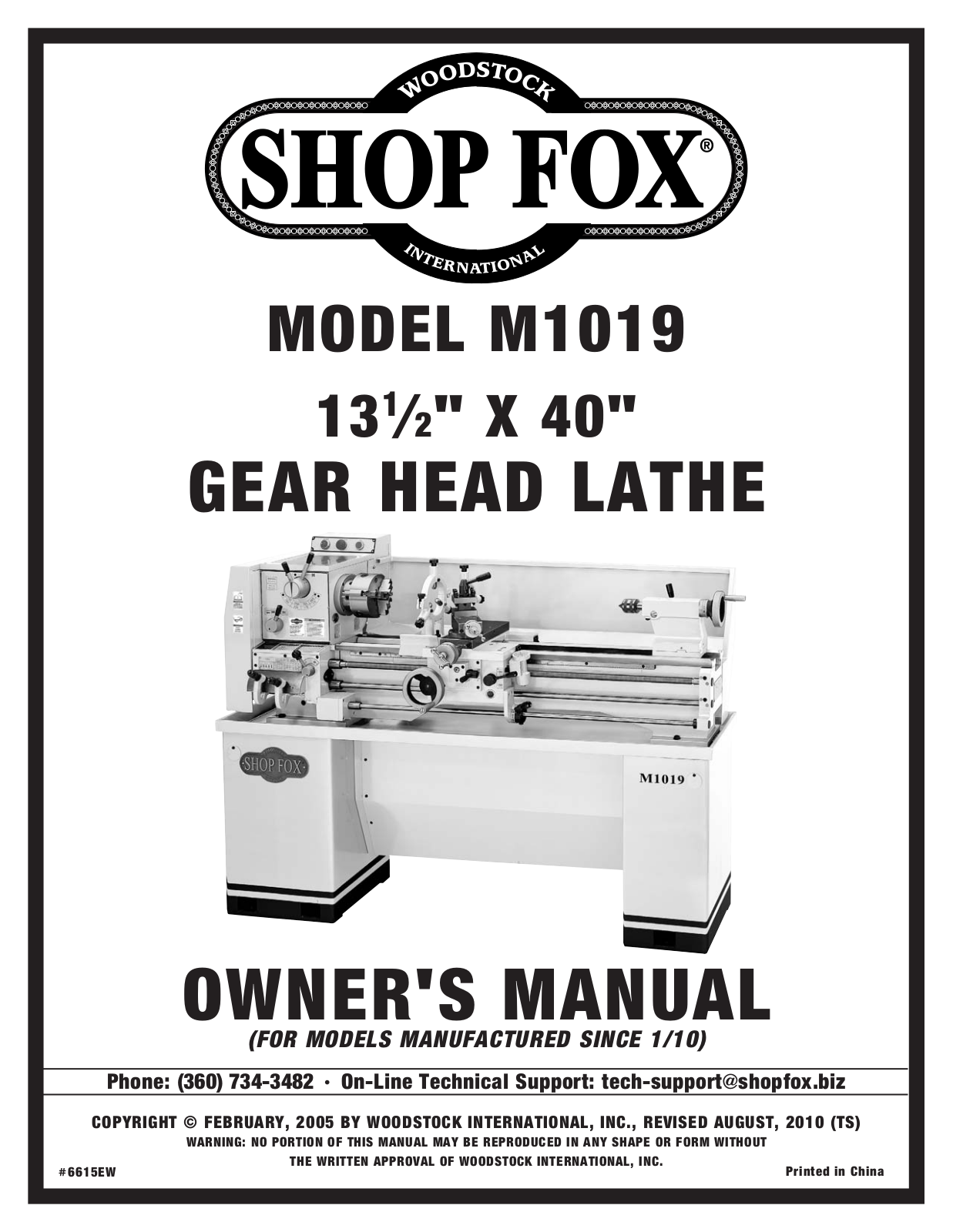 Shop fox M1019 User Manual