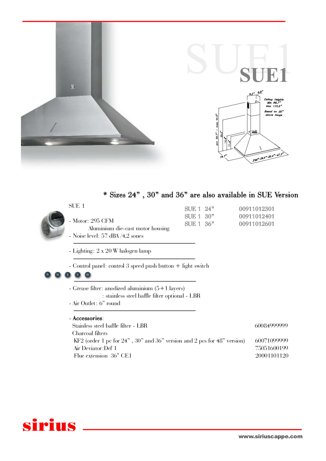 Sirius SUE136, SUE130 Data Sheet - ManualMachine.com