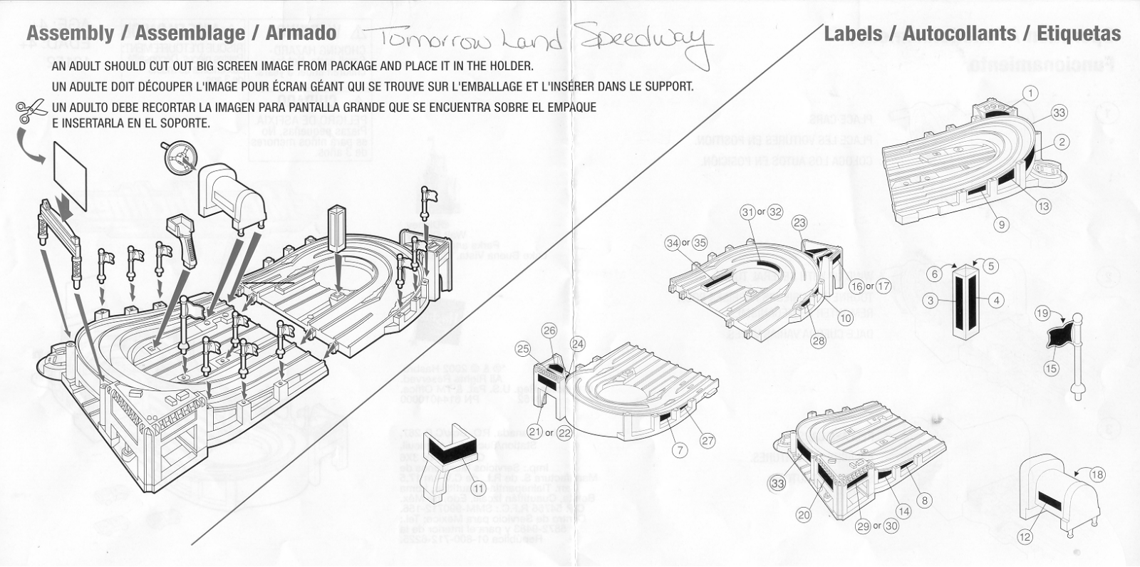 HASBRO Disney's Tomorrow Land Speedway User Manual