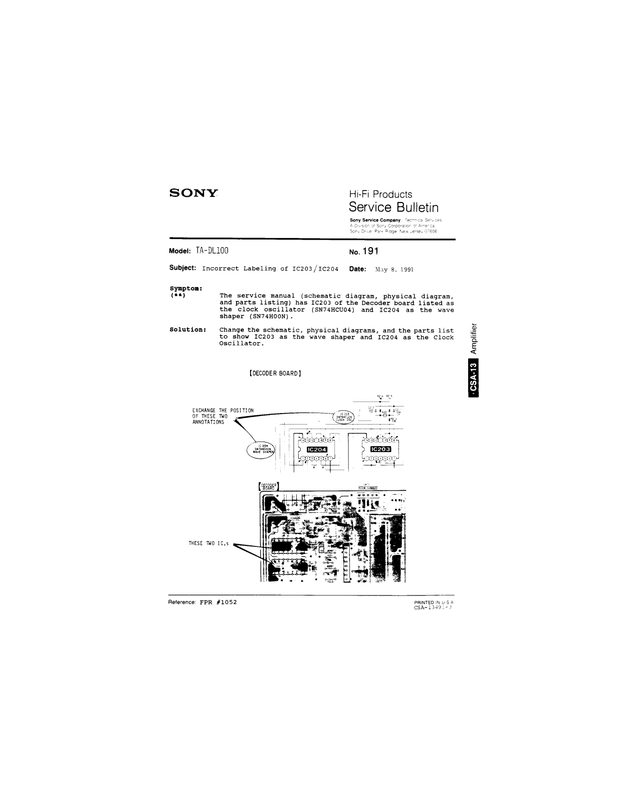 Sony TA-DL100 Service Manual