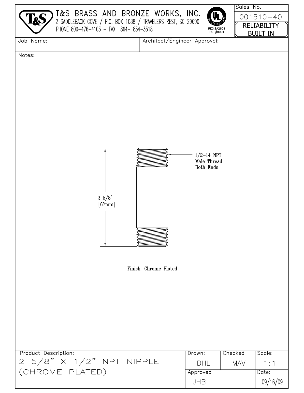 T&S Brass 001510-40 User Manual