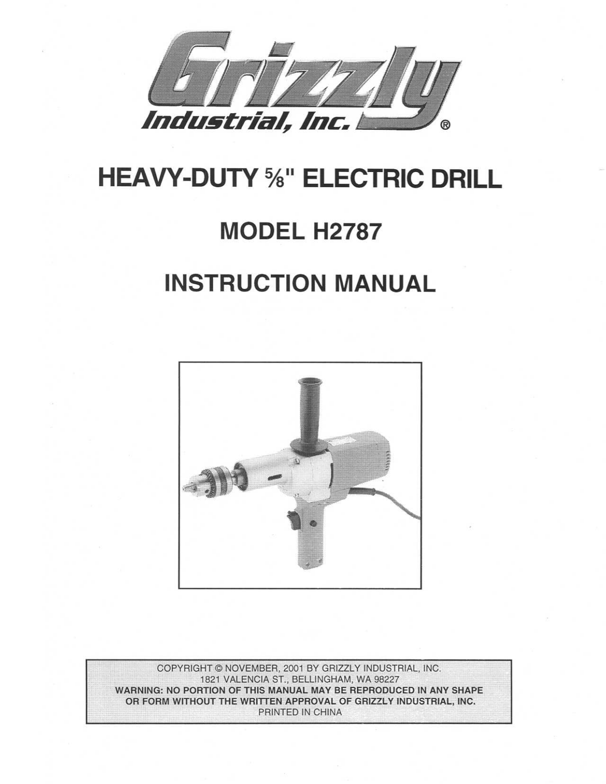 Grizzly H2787 User Manual