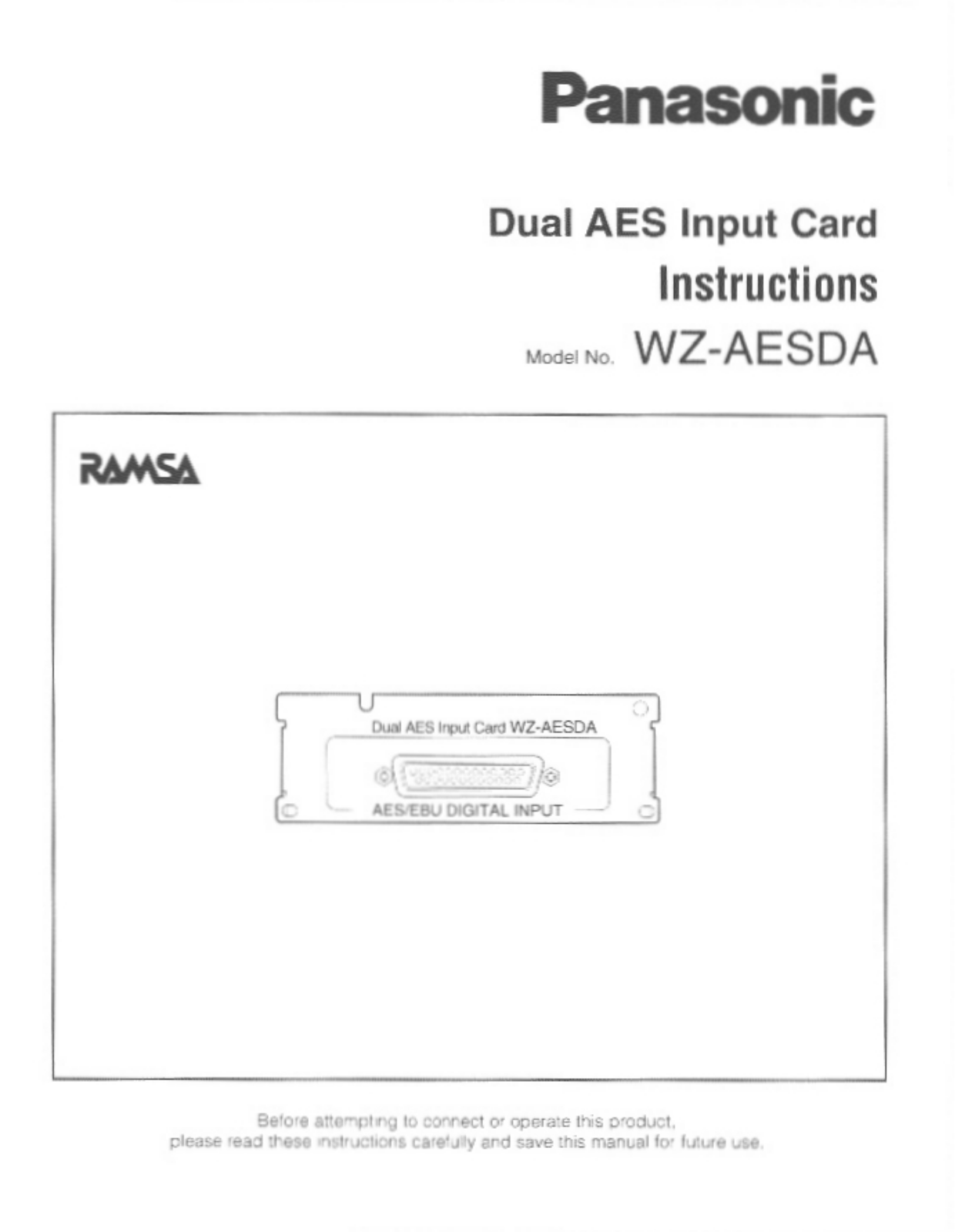 Panasonic WZAESDA User Manual