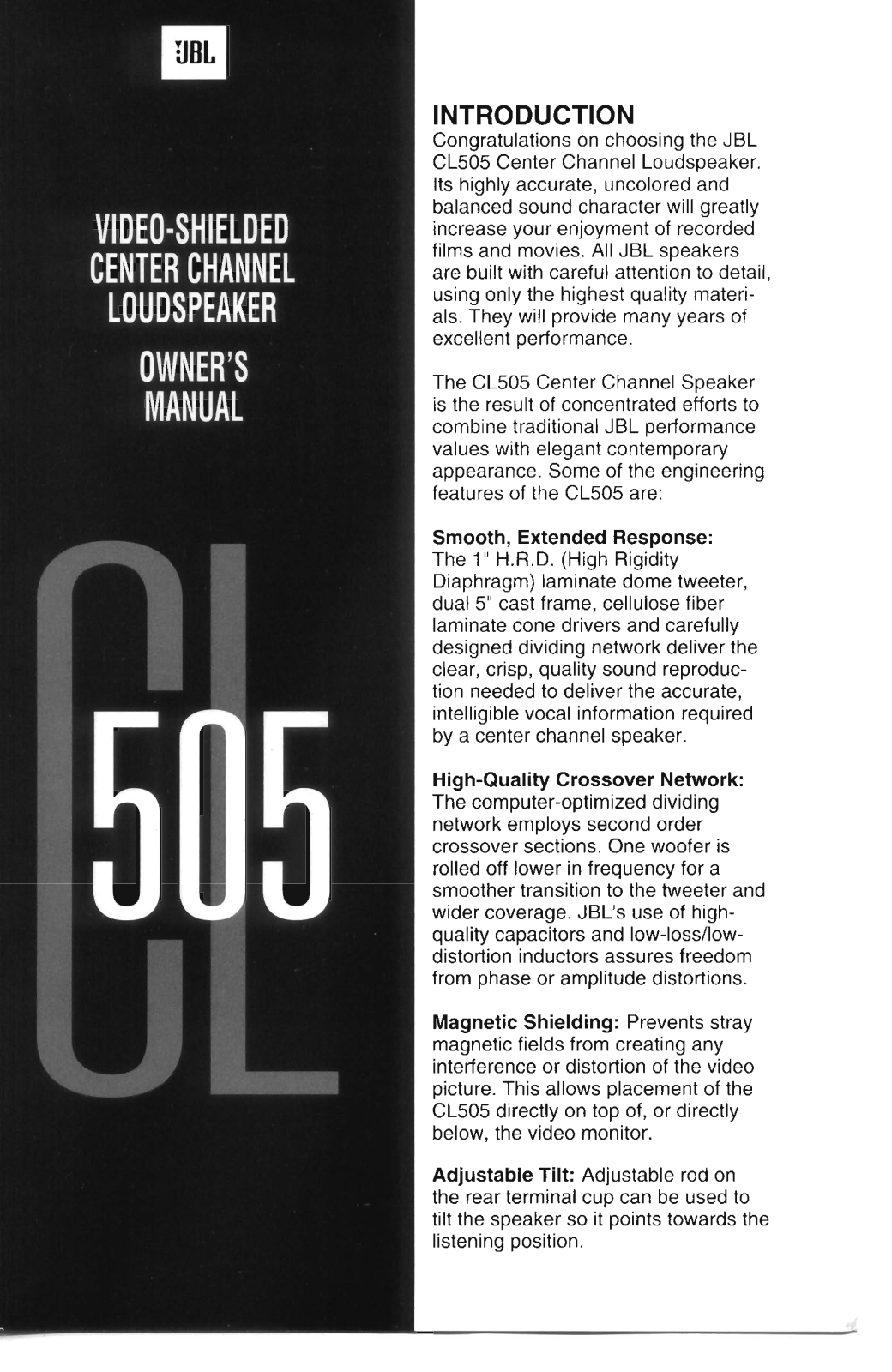 Jbl CL505 User Manual