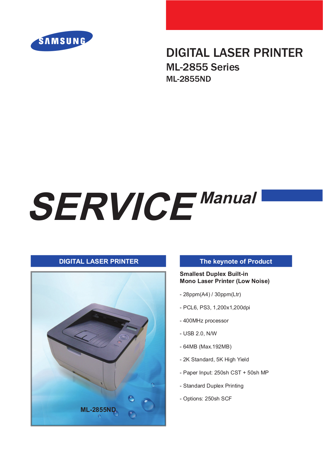 Samsung ML-2855ND Service Manual. Parts Catalog