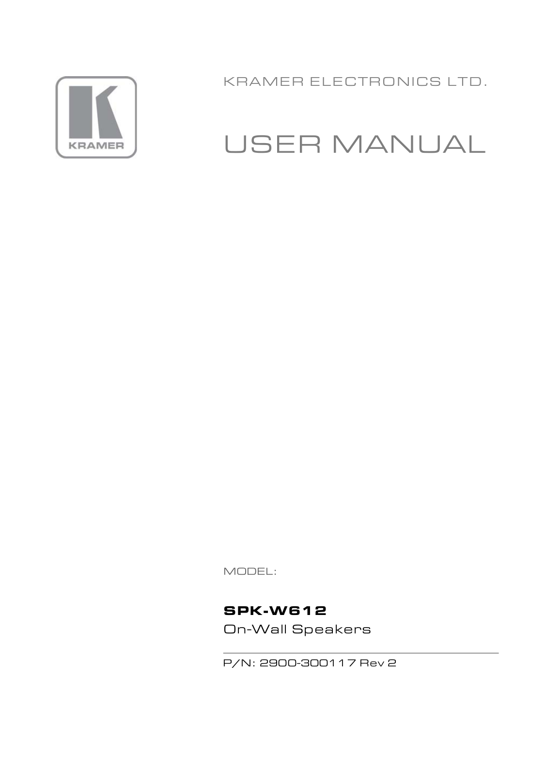 Kramer Electronics SPK-W612 User Manual