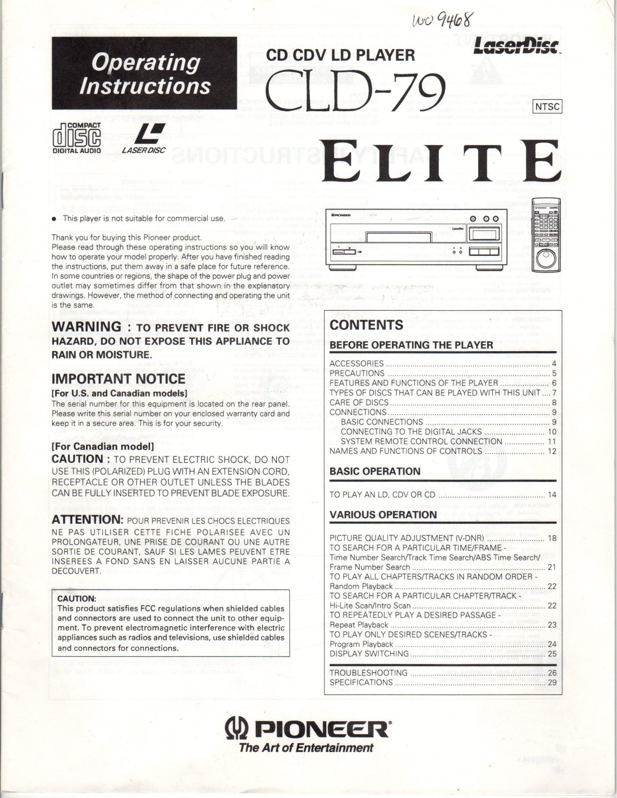 Pioneer CLD-79 User Manual