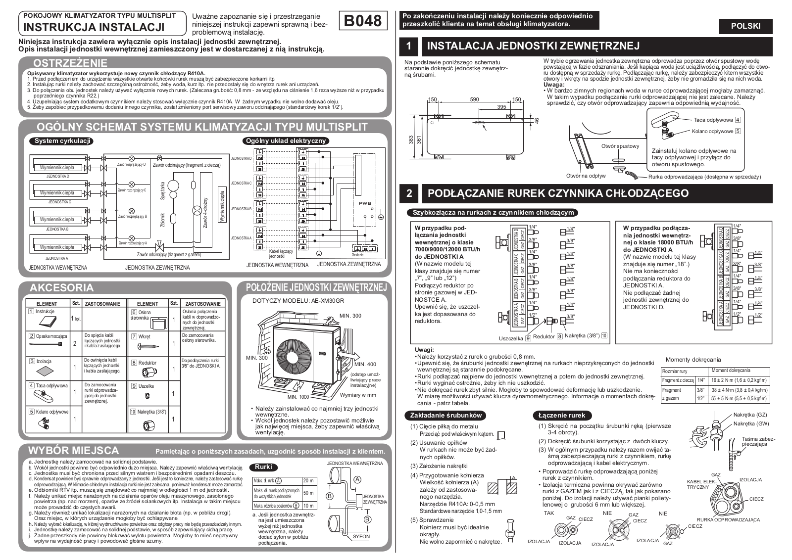 Sharp AE-XM30GR INSTALLATION INSTRUCTIONS