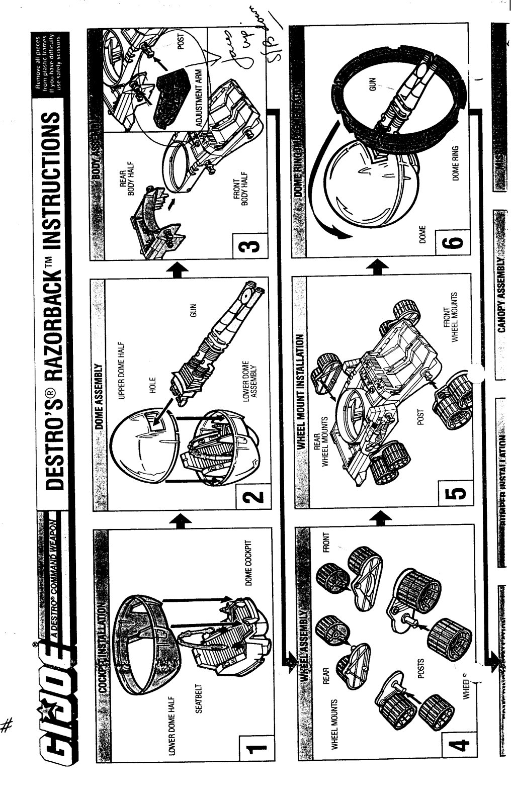 HASBRO GiJoe Destro's Razorback User Manual