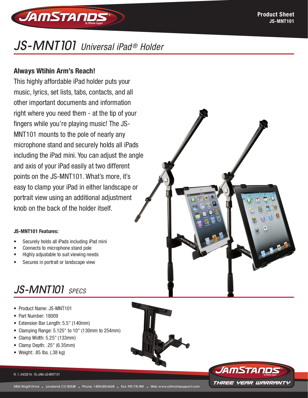 Ultimate Support JS-MNT101 Users Manual