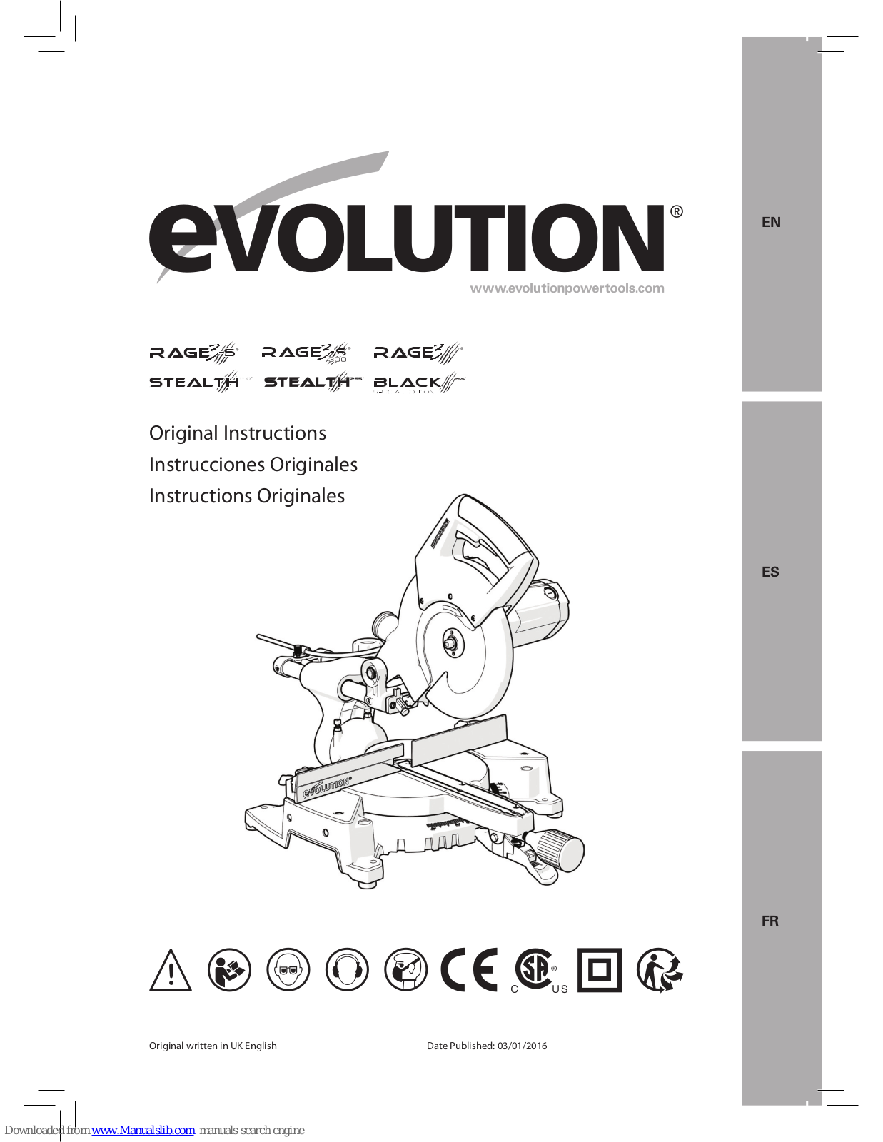 Evolution RAGES-S, RAGE3-S 300, RAGE3, STEALTH255, BLACK255 SPECIAL EDITION Original Instructions Manual