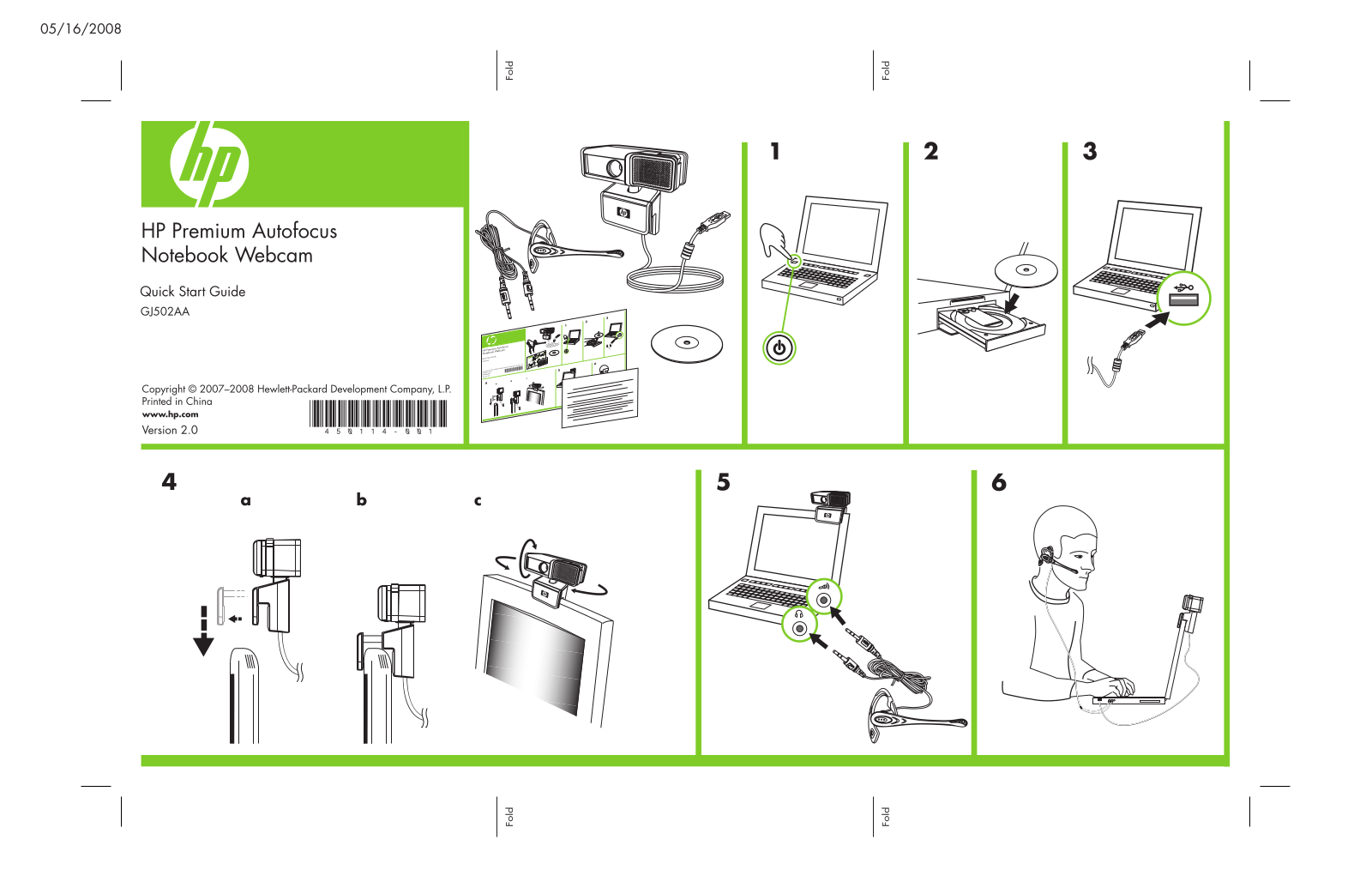 HP 2-Megapixel Autofocus Webcam Quick user manual