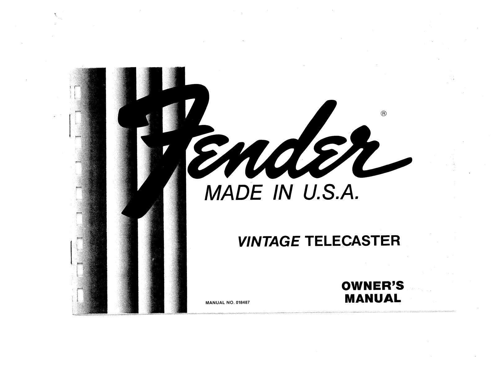 Fender Vintage-Telecaster Operation Manual