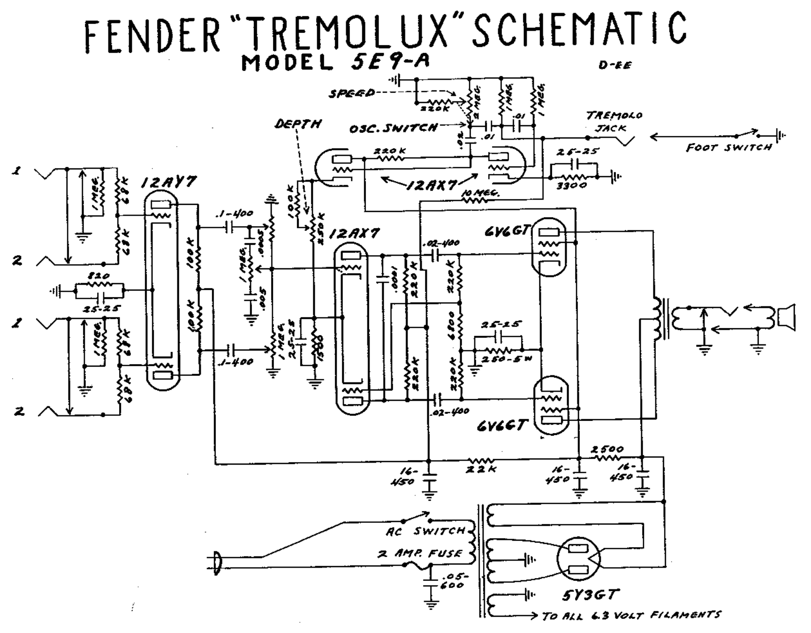 Fender Tremolux-5E9A Schematic