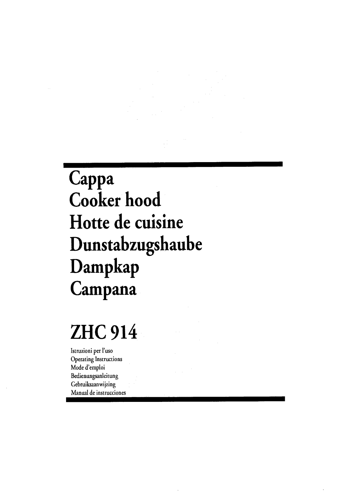 Zanussi ZHC914 USER MANUAL