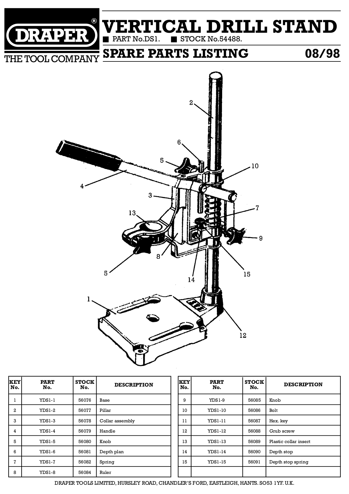 Draper DS1, 54488 Parts Listing - ManualMachine.com