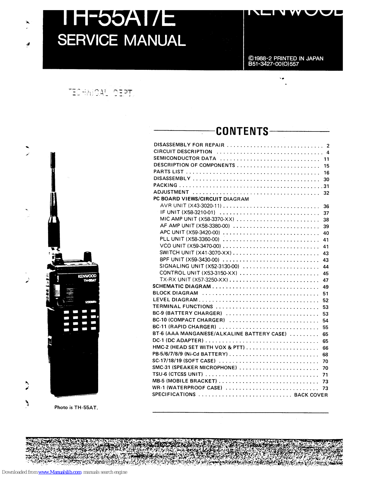 Kenwood TS-930S, R-1000, R-5000, TH-55AT, TH-55AE Service Manual