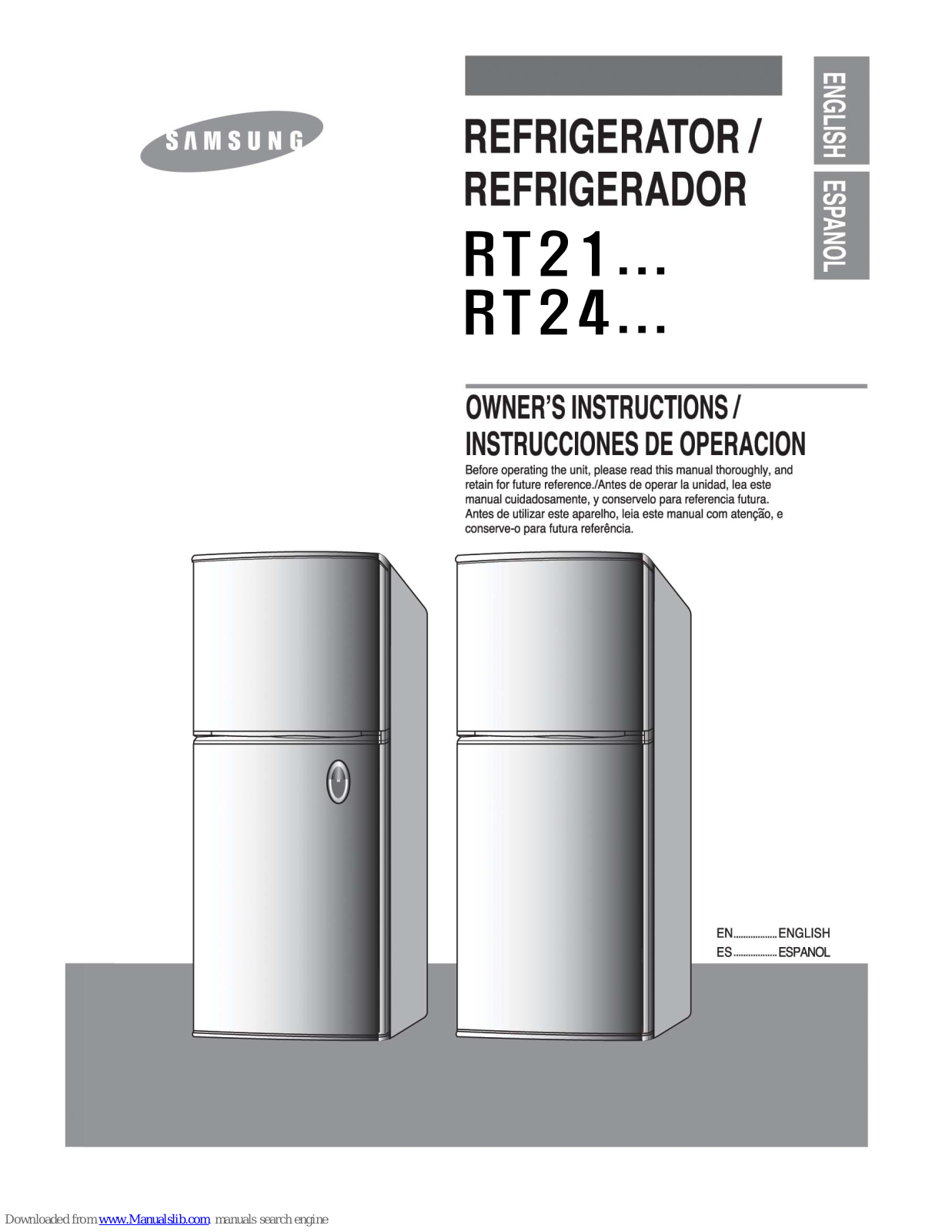 Samsung RT24VHSS, RT21VHSW, RT24VHSW, RT21 Series, RT24 Series Owner's Instructions Manual