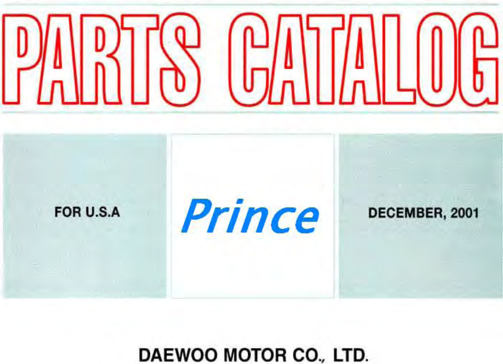 DAEWOO Prince 2001 Parts catalog