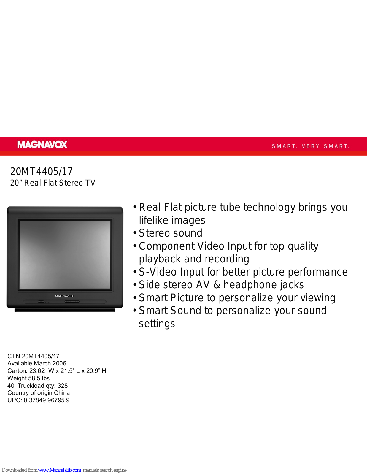 Magnavox 20MT4405, 20MT4405/17 Specifications