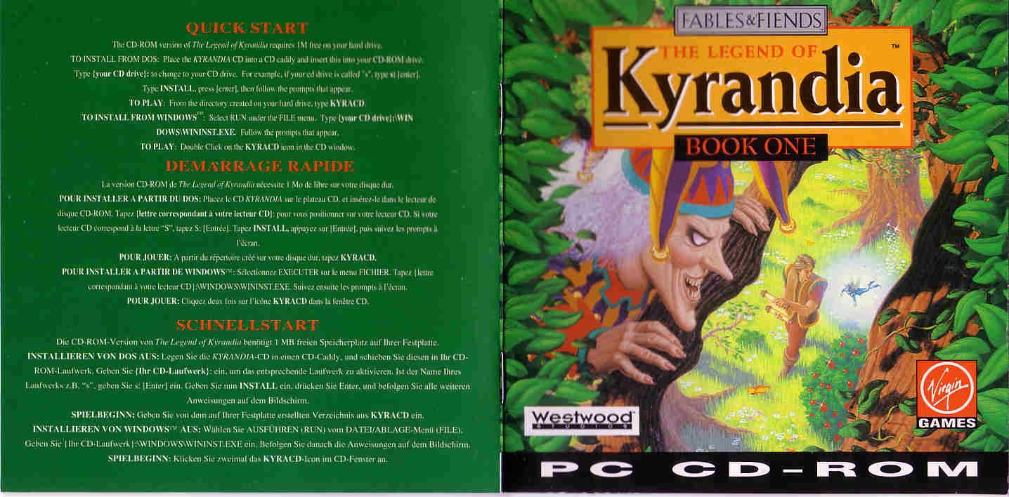 Games PC THE LEGEND OF KYRANDIA-BOOK ONE User Manual