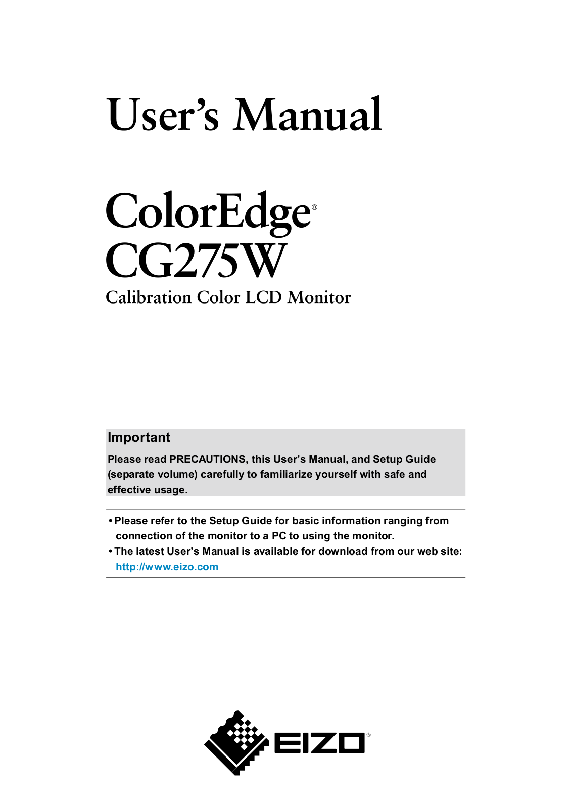 Eizo CG275W User Guide