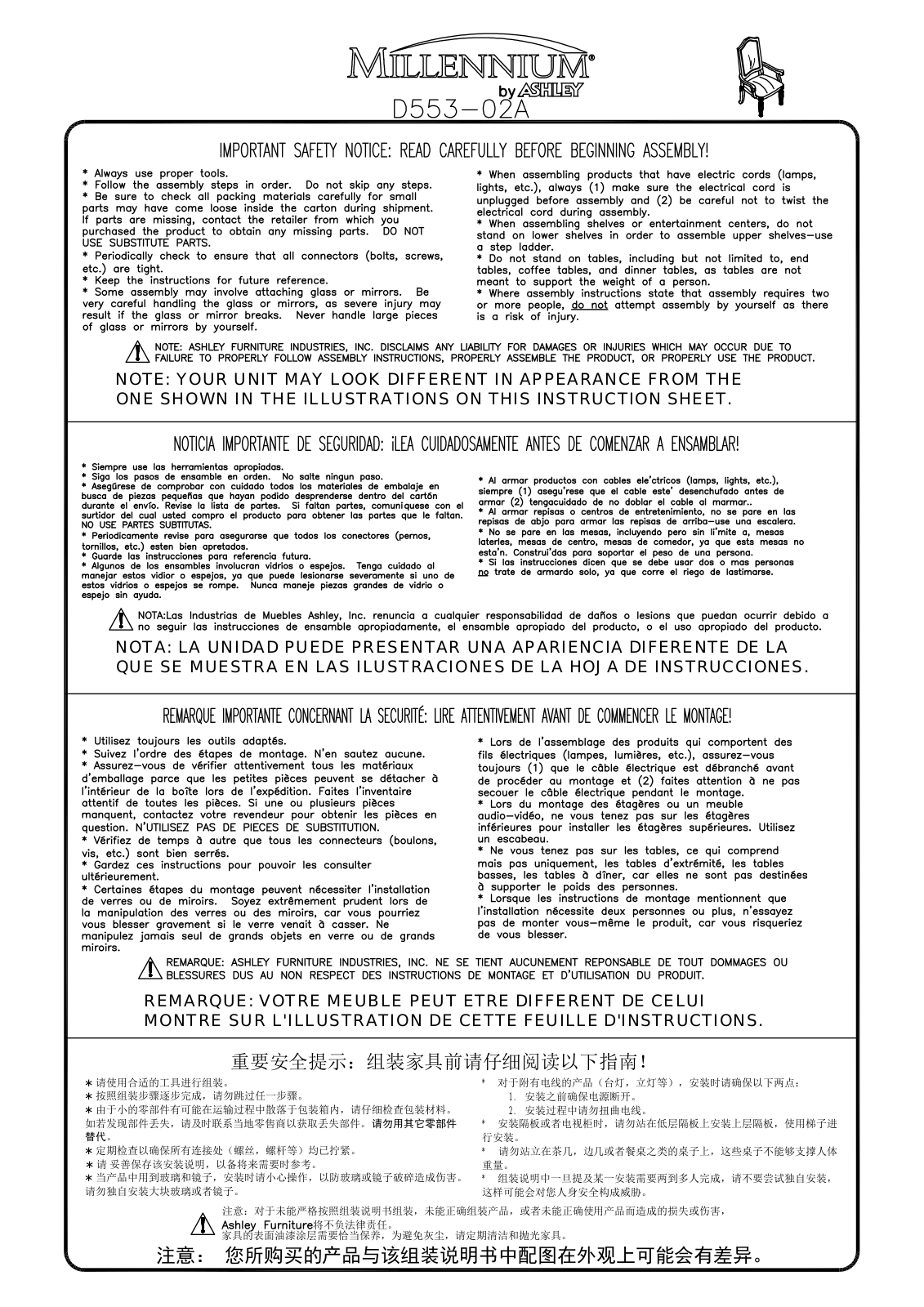 Millennium D55302A Assembly Guide