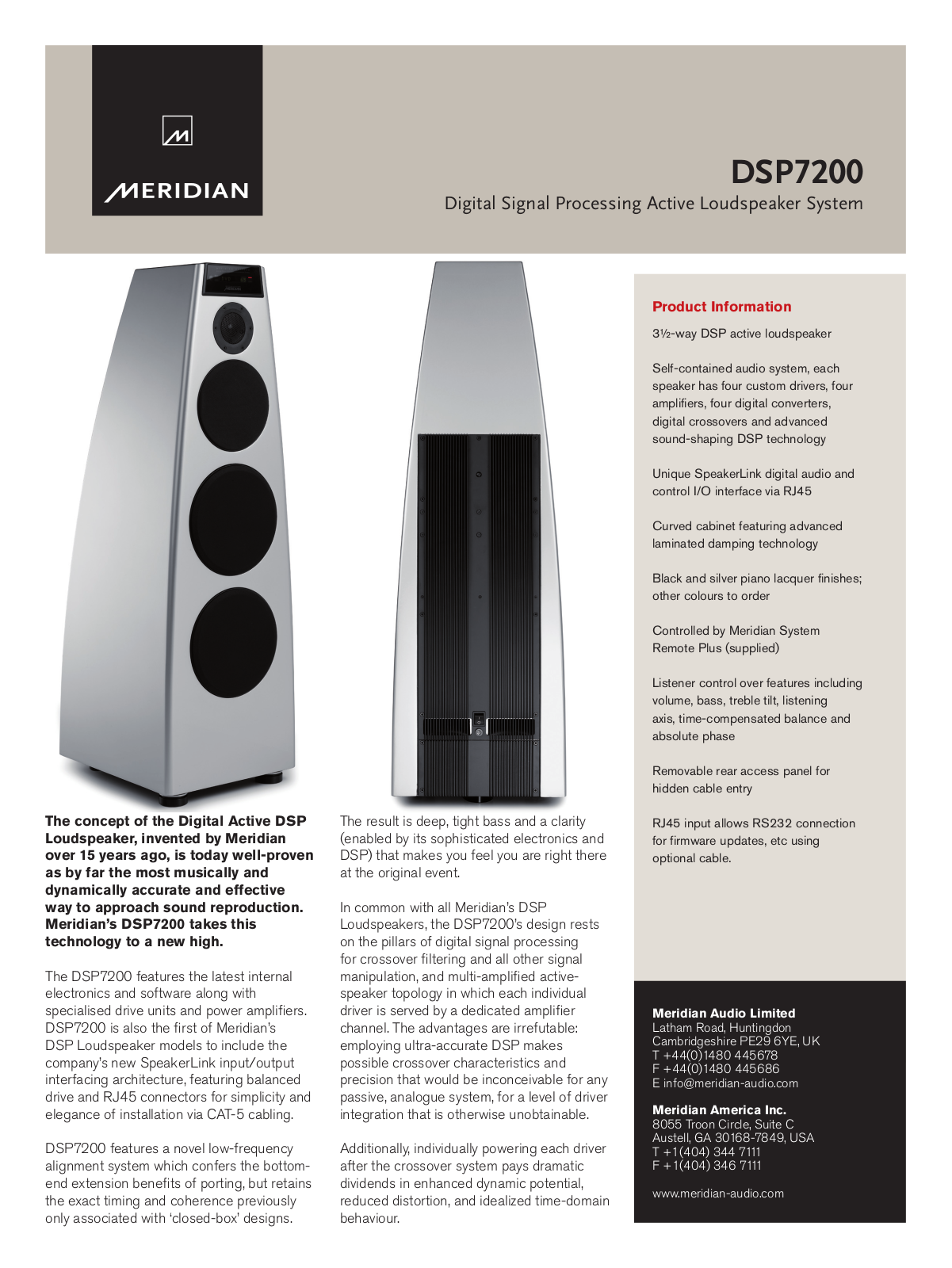 Meridian DSP7200 DATASHEET