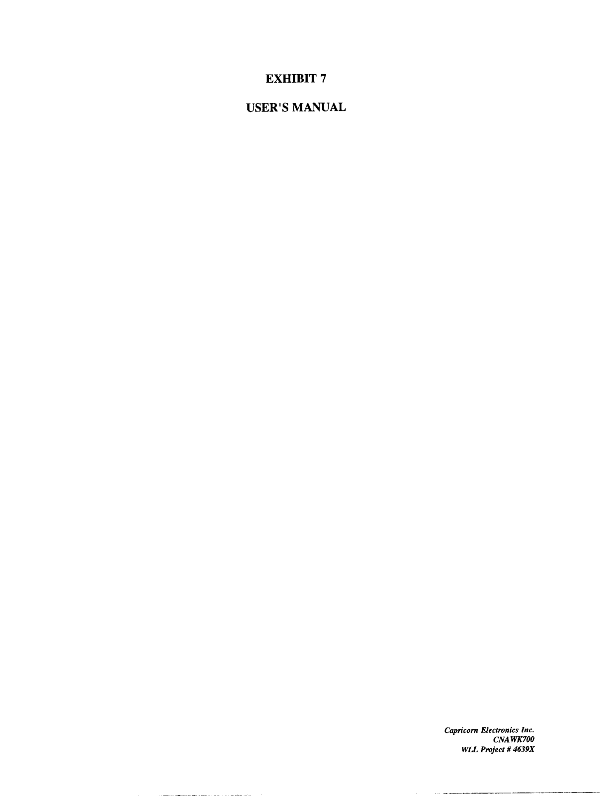 Capricorn Electronics WK700 User Manual - ManualMachine.com