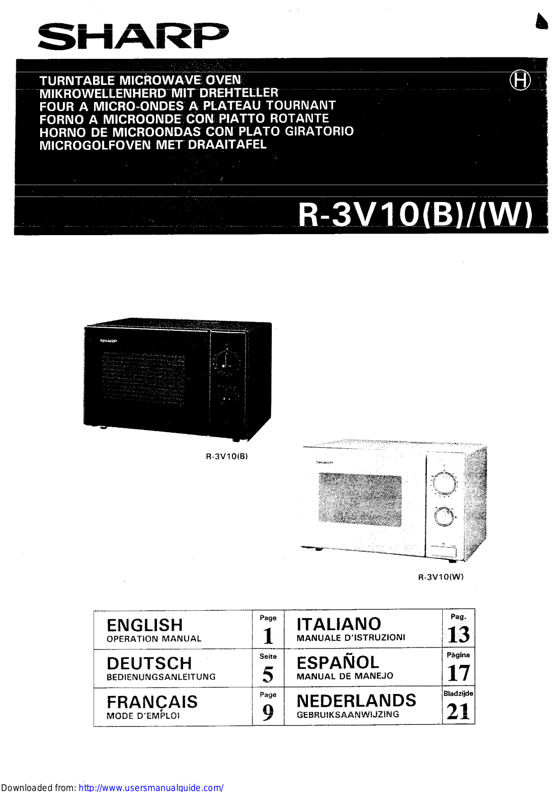 SHARP R-3V10 User Manual