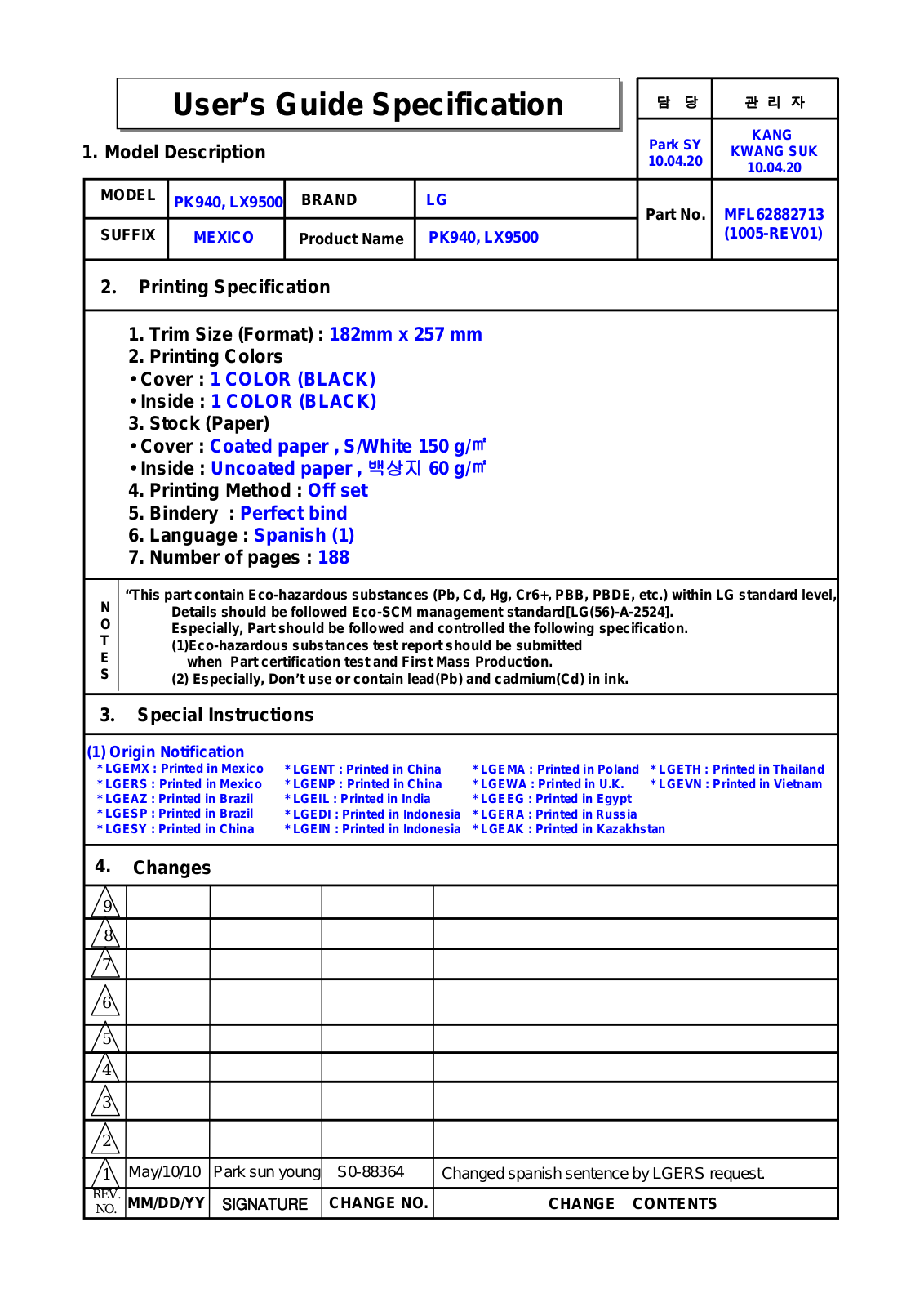 LG 60PK940 Owner's Manual