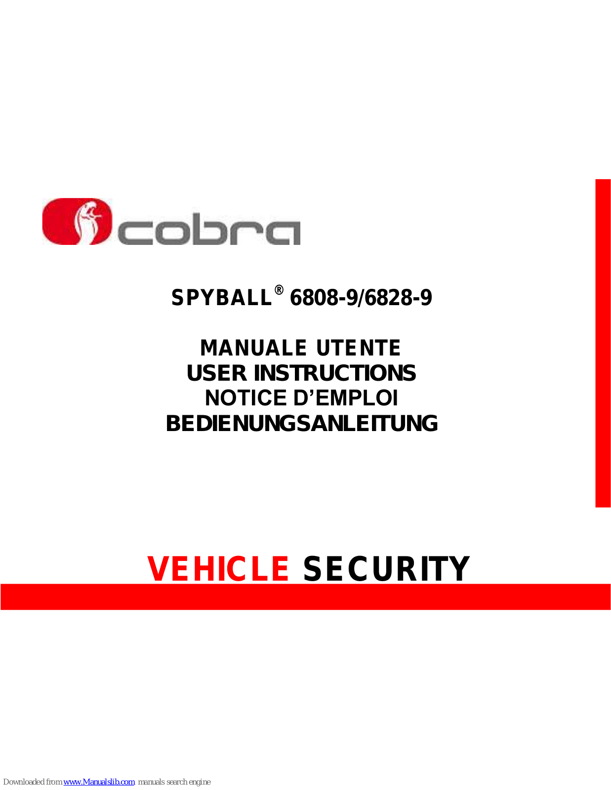 Cobra SPYBALL 6808-9, SPYBALL 6828-9 User Instructions