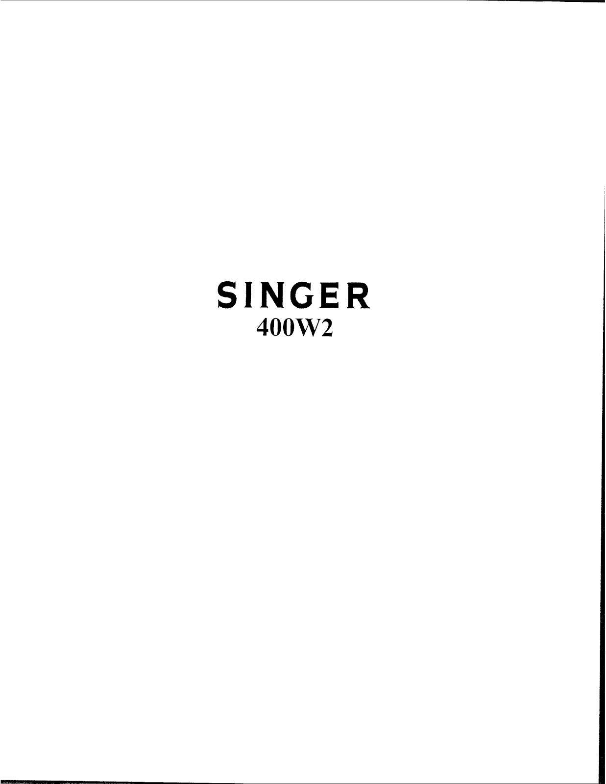 SINGER 400W2 Parts List