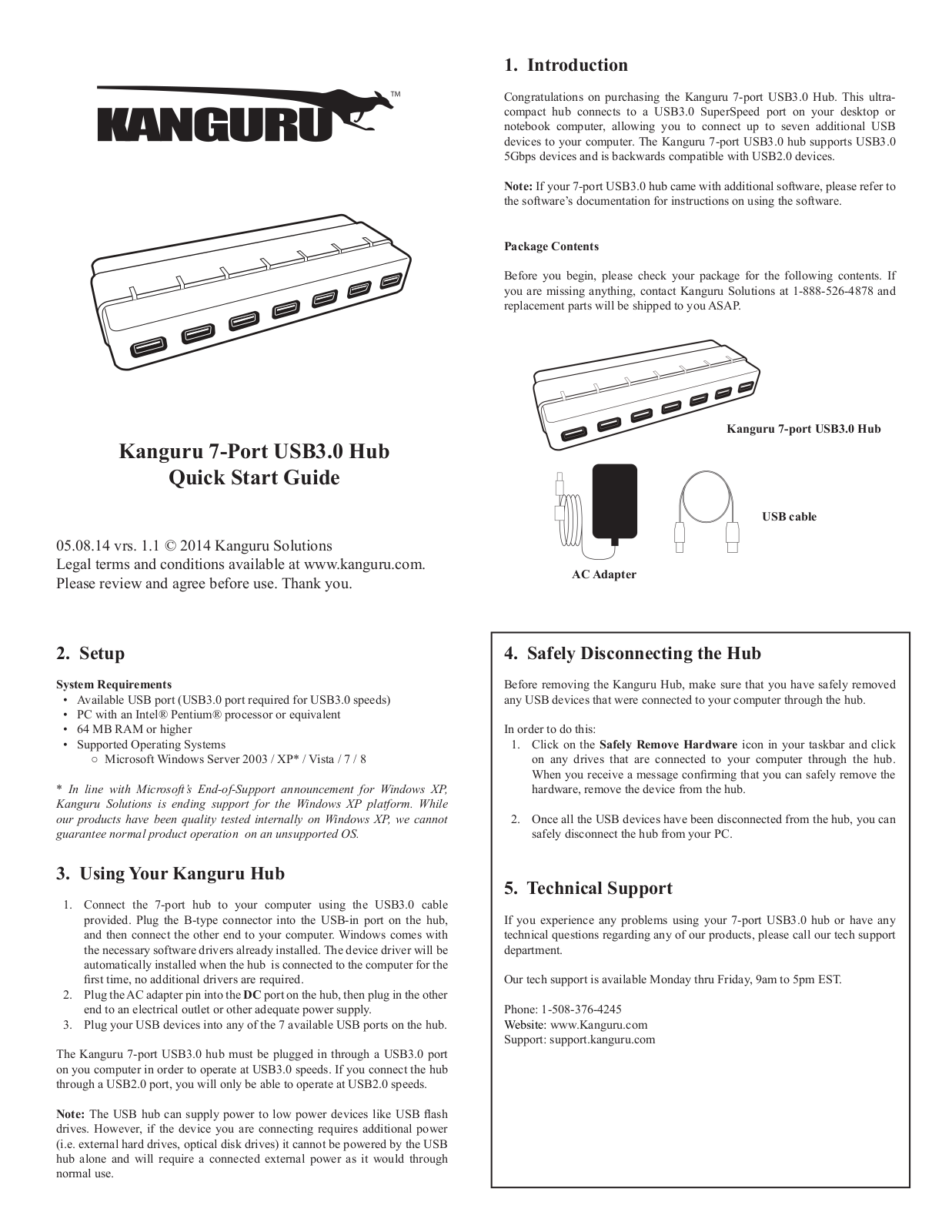 Kanguru 7-port USB3.0 Hub User Manual